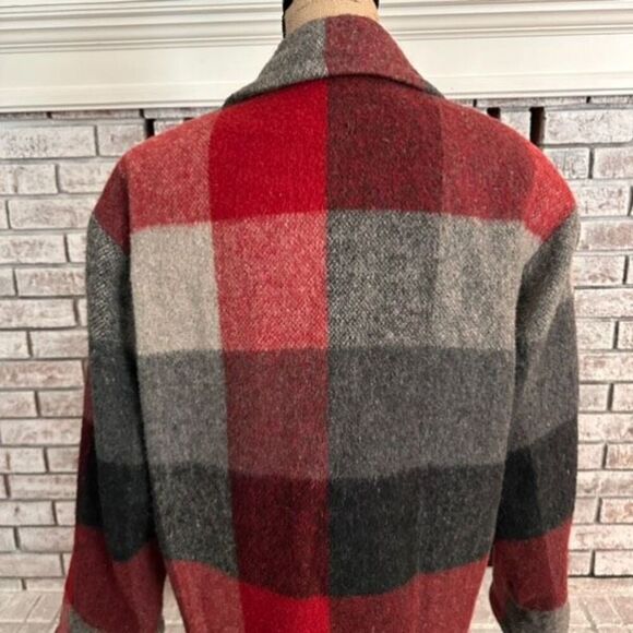 Vintage Express French Country Womens Wool Blend Plaid Blazer Jacket Red Gray XS - Picture 8 of 12